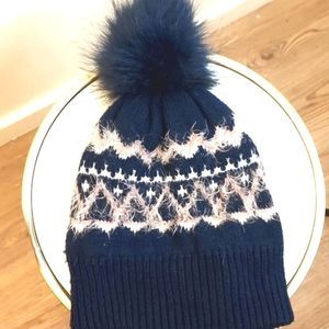 Blue Pom Pom Beanie 
